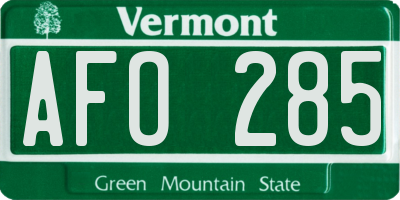 VT license plate AFO285