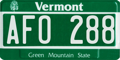 VT license plate AFO288