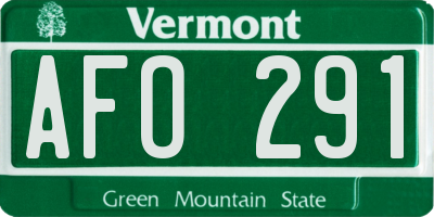 VT license plate AFO291