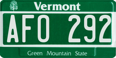 VT license plate AFO292
