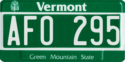 VT license plate AFO295