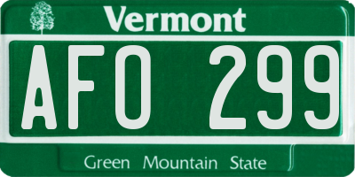 VT license plate AFO299