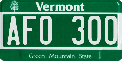 VT license plate AFO300