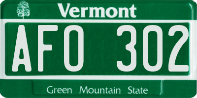 VT license plate AFO302