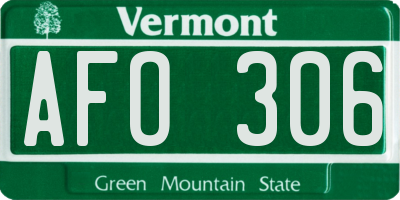 VT license plate AFO306