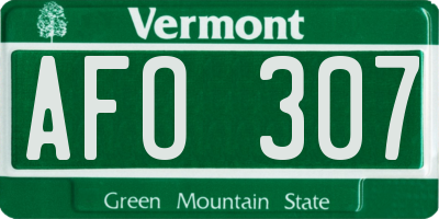 VT license plate AFO307