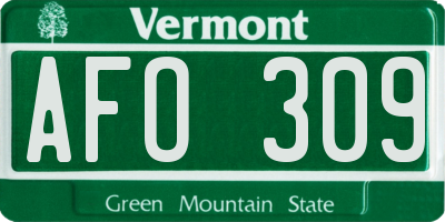 VT license plate AFO309