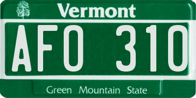 VT license plate AFO310