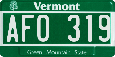 VT license plate AFO319