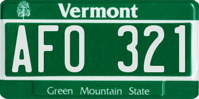 VT license plate AFO321