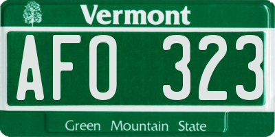 VT license plate AFO323