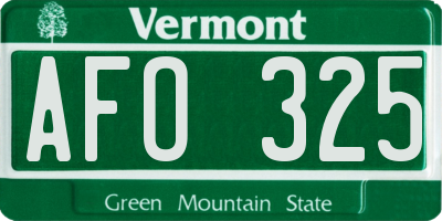 VT license plate AFO325