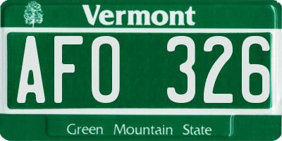 VT license plate AFO326