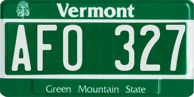 VT license plate AFO327