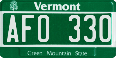 VT license plate AFO330