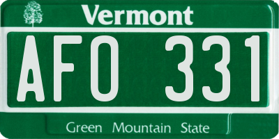 VT license plate AFO331