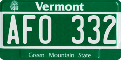 VT license plate AFO332
