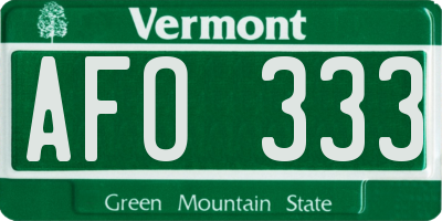 VT license plate AFO333