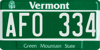 VT license plate AFO334