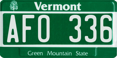 VT license plate AFO336
