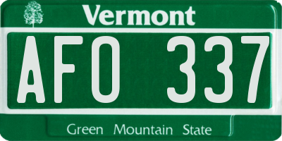 VT license plate AFO337