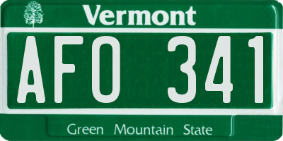 VT license plate AFO341