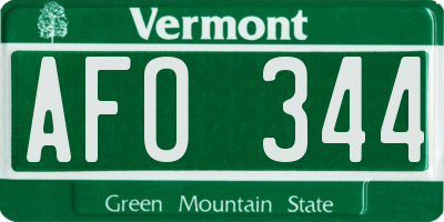 VT license plate AFO344