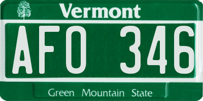 VT license plate AFO346