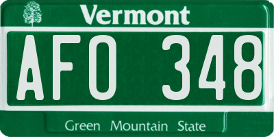 VT license plate AFO348