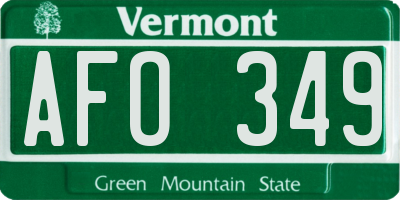 VT license plate AFO349
