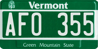 VT license plate AFO355