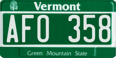 VT license plate AFO358