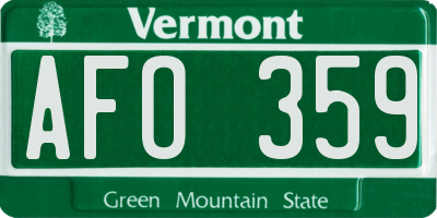 VT license plate AFO359