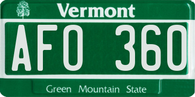 VT license plate AFO360