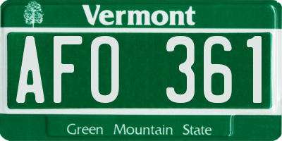 VT license plate AFO361