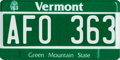 VT license plate AFO363