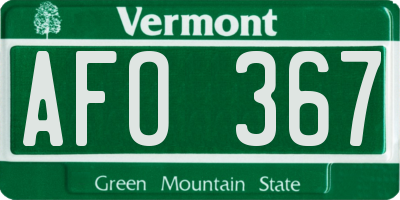 VT license plate AFO367