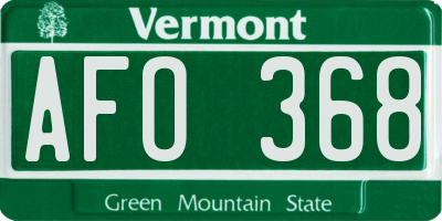 VT license plate AFO368