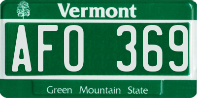 VT license plate AFO369