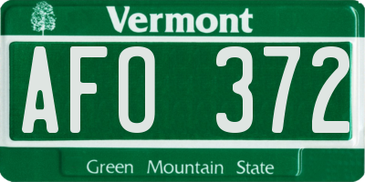 VT license plate AFO372