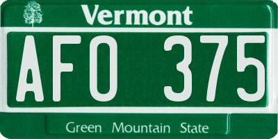 VT license plate AFO375