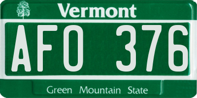 VT license plate AFO376