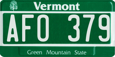VT license plate AFO379