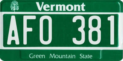 VT license plate AFO381