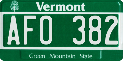 VT license plate AFO382