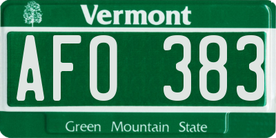 VT license plate AFO383