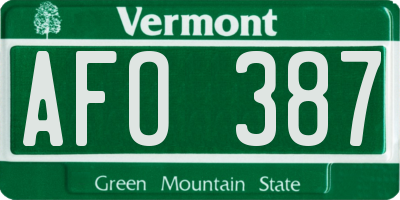 VT license plate AFO387