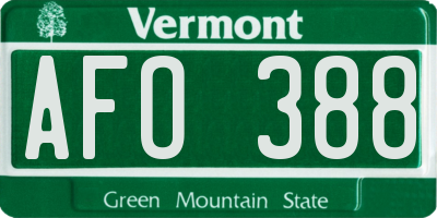 VT license plate AFO388