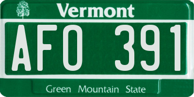 VT license plate AFO391