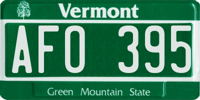VT license plate AFO395